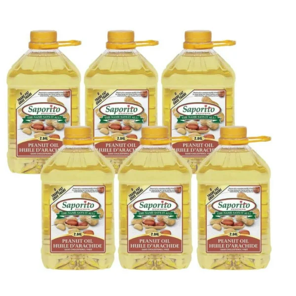 Saporito Peanut Oil - Bulk Food Service, 2.84L / 6.2 lbs (6/Case) for Cooking and Frying