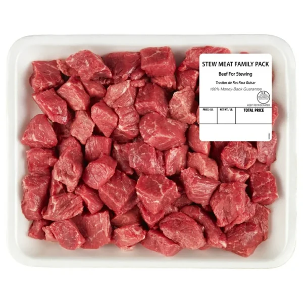 Beef Stew Meat, Tray, Family Pack, Fresh, 1.75 - 2.25 lb
