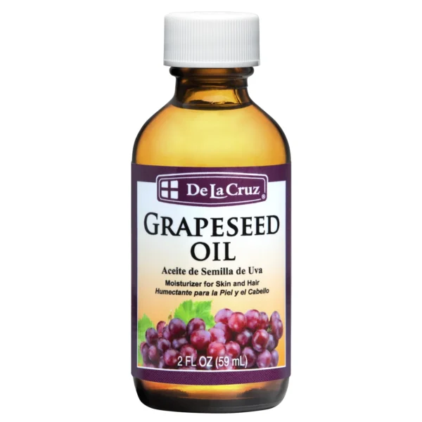 De La Cruz Grapeseed Oil, Expeller Pressed Moisturizer for Skin and Hair Care, 2 fl Oz.