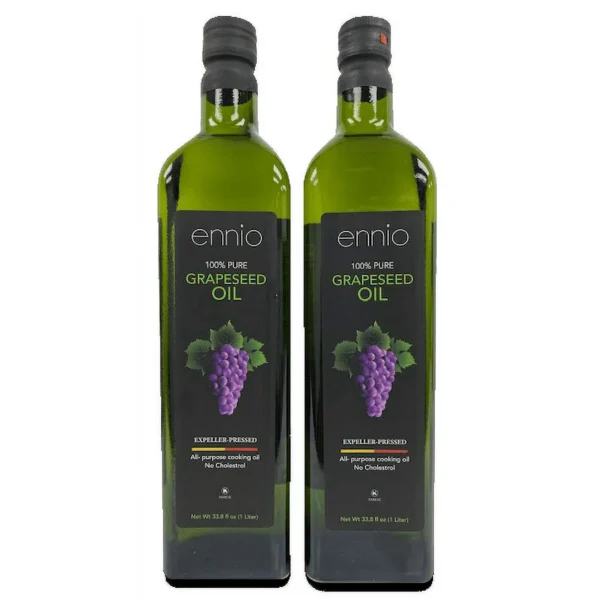 ENNIO 100% Pure Grapeseed Oil 1 Liter ( 2 Pack )