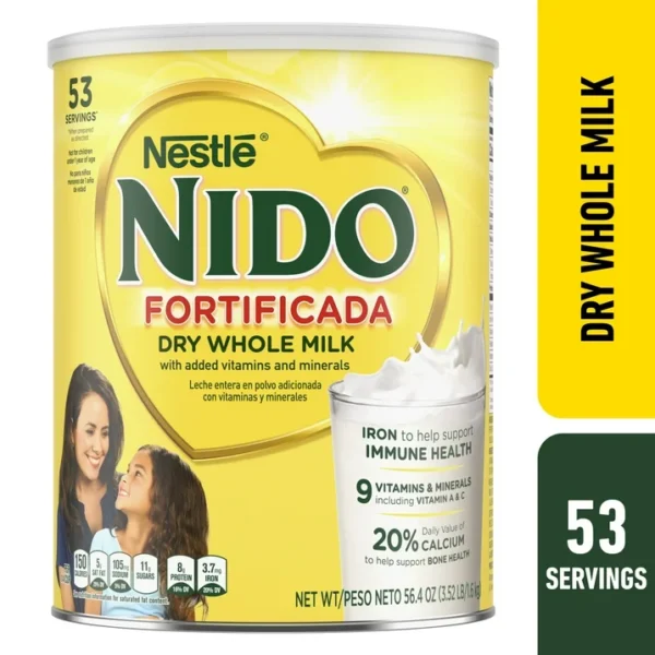 Nestle Nido Fortificada Powdered Drink Mix, Dry Whole Milk Powder, 56.4 oz