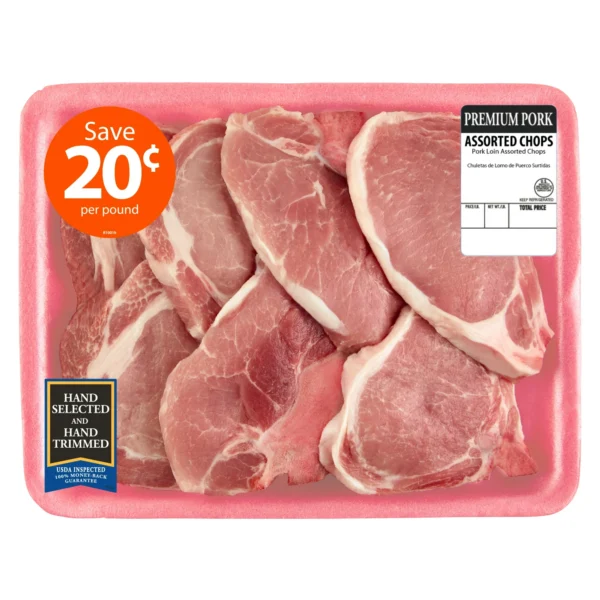 Pork Assorted Loin Chops, Bone-In, 2.94 - 4.4 lb Tray