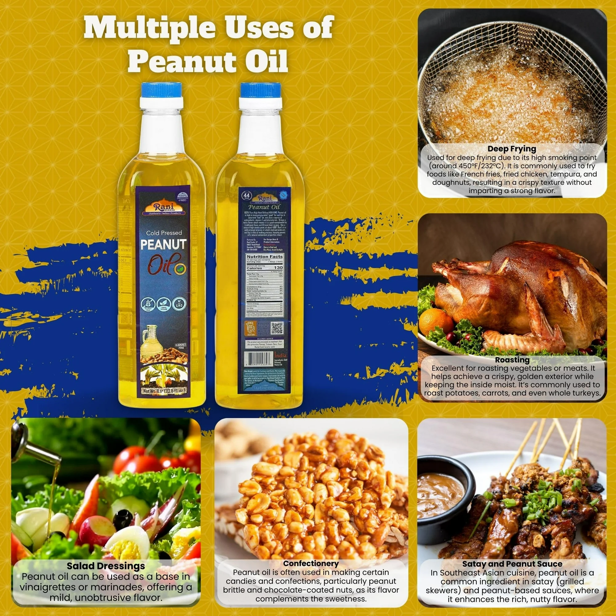 Rani Peanut Oil 33.8 Ounce (1 Liter) Cold Pressed - Image 2