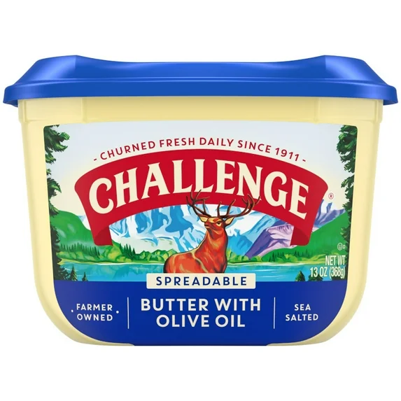 Challenge Butter, Sea Salted, Spreadable Butter with Olive Oil 13 oz Tub