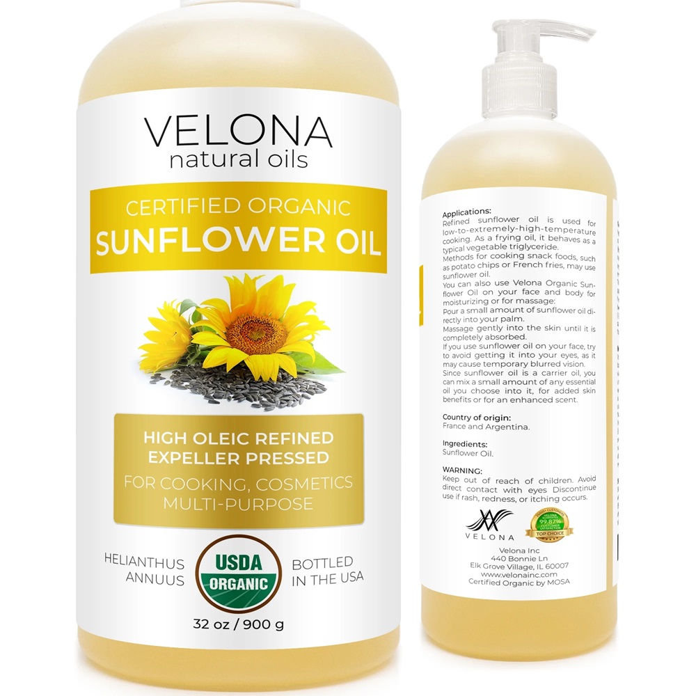 Velona USDA Certified Organic Sunflower Oil - 32 oz