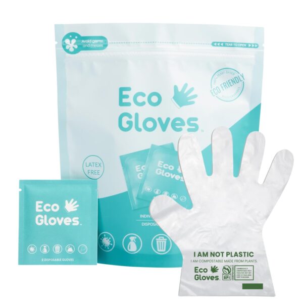Individually Packaged Pairs of Compostable Eco-friendly Gloves Latex Free