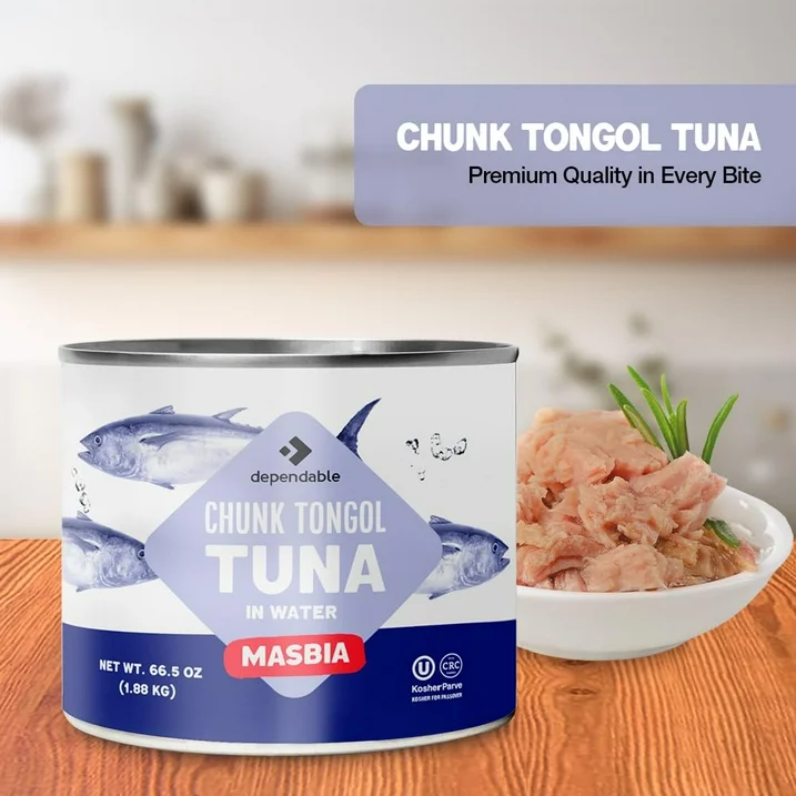 Dependable Food Chunk Tongol Tuna in Water Natural Catch Tuna Bulk Canned Fish, 66.5 Oz - Image 2