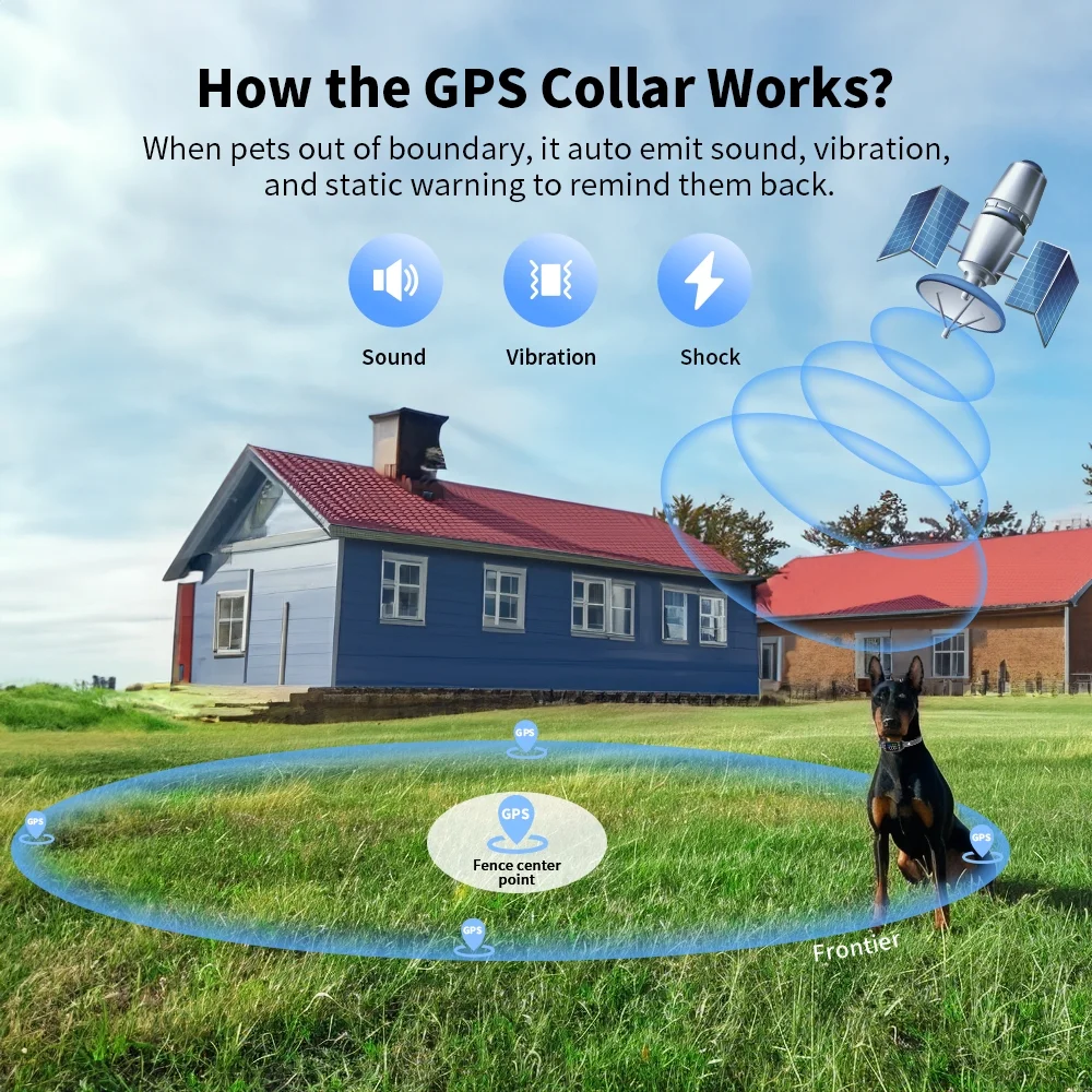 PcEoTllar GPS Wireless Dog Fence Collar, Electric Dog Fence with GPS, Beep/Vibration/Shock, Black - Image 5