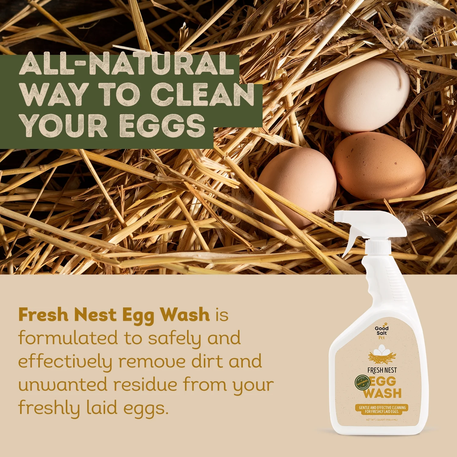 Good Salt Pet Fresh Nest Egg Wash, 32oz Trigger Sprayer - Image 2