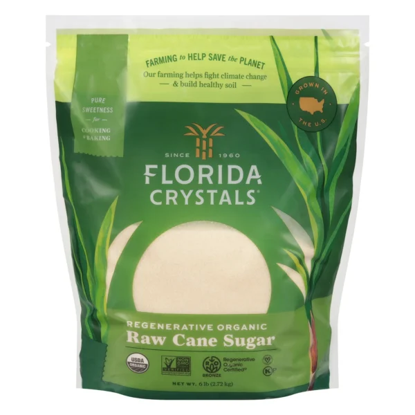 Florida Crystals Regenerative Organic Raw Cane Sugar, 6 lb Pouch