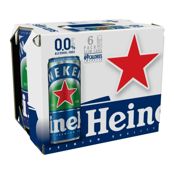 Heineken 0.0 Non-Alcoholic Beer, 6 Pack, 11.2 fl oz Cans