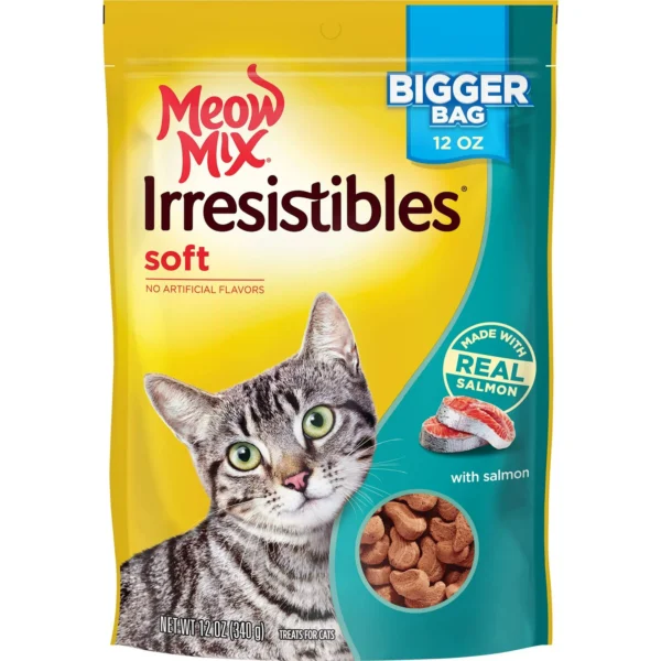 Meow Mix Irresistibles Soft Cat Treats with Salmon, 12 oz Bag