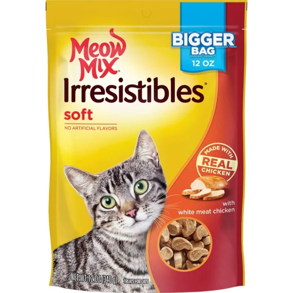 Meow Mix Irresistibles Soft Cat Treats with White Meat Chicken, 12 oz Bag