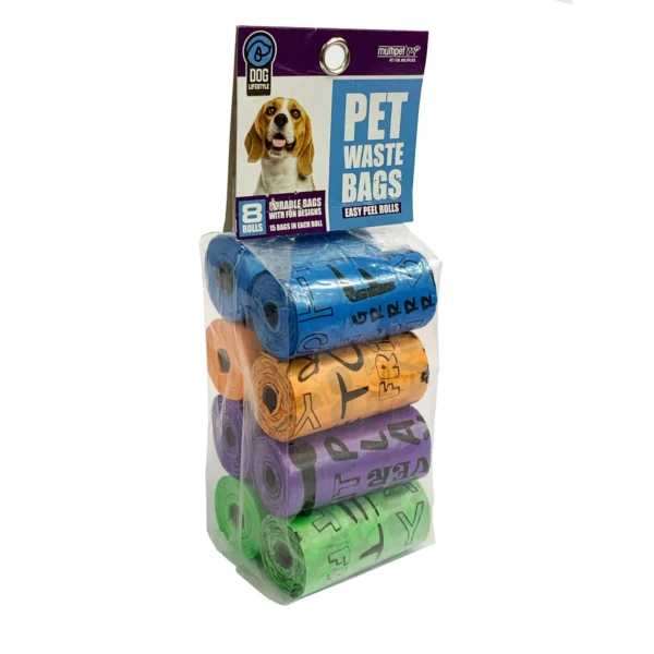 Multipet Pet Waste Bag with Word Print - Pack of 8