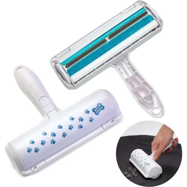 NICE PAWS Pet Hair Remover - Reusable, Eco-Friendly Dog Hair Removal Roller for Clothes, Sofas, Beds & More, White