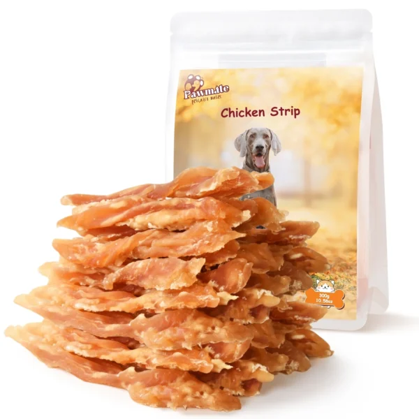 Pawmate Chicken Jerky Dog Treats, Premium Jerky Healthy Snacks for Small Medium Large Dogs, 27-30 ct Packet