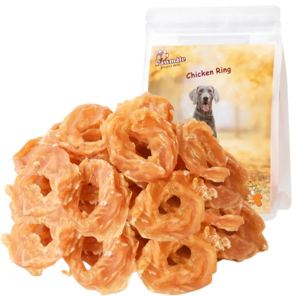 Pawmate Chicken Jerky Dog Treats, Chicken Jerky Rings for All Dogs, 23 ct Packet