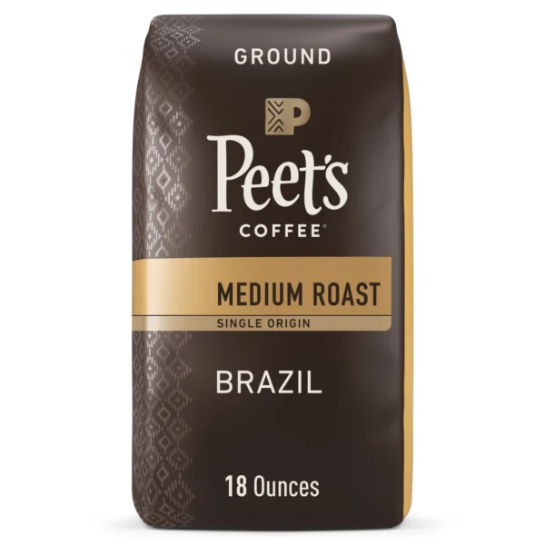 Peet's Coffee Single Origin Brazil Premium Medium Roast Ground Coffee, Arabica, 18 oz