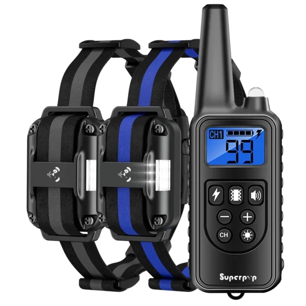 Canivix Dog Training Electric Collar with Remote Waterproof 2600ft LED Light Beep Vibration for 2 Dogs