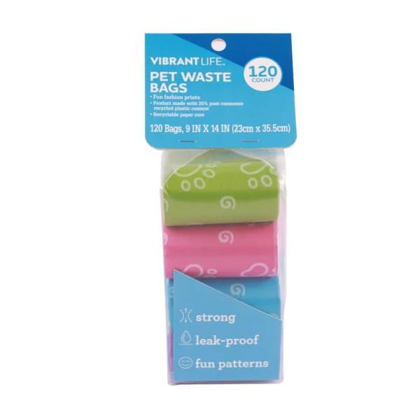 Vibrant Life Fashion Waste Pick up Bags for Dogs, Blue, 120 Ct.