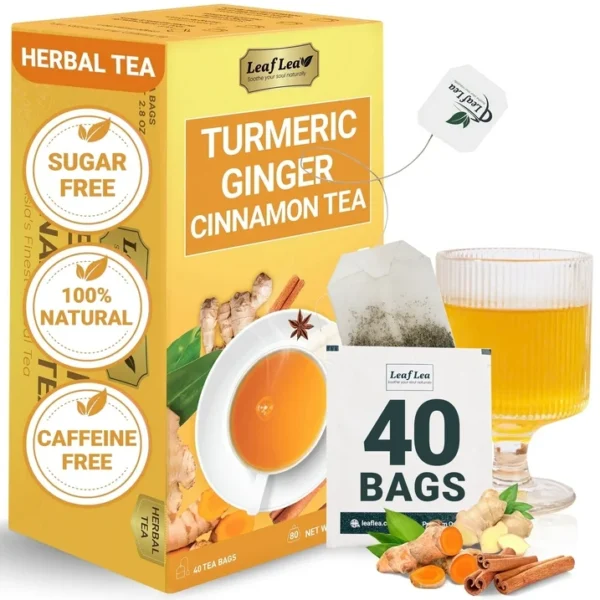 LeafLea 40 Turmeric Ginger Cinnamon Tea Bags