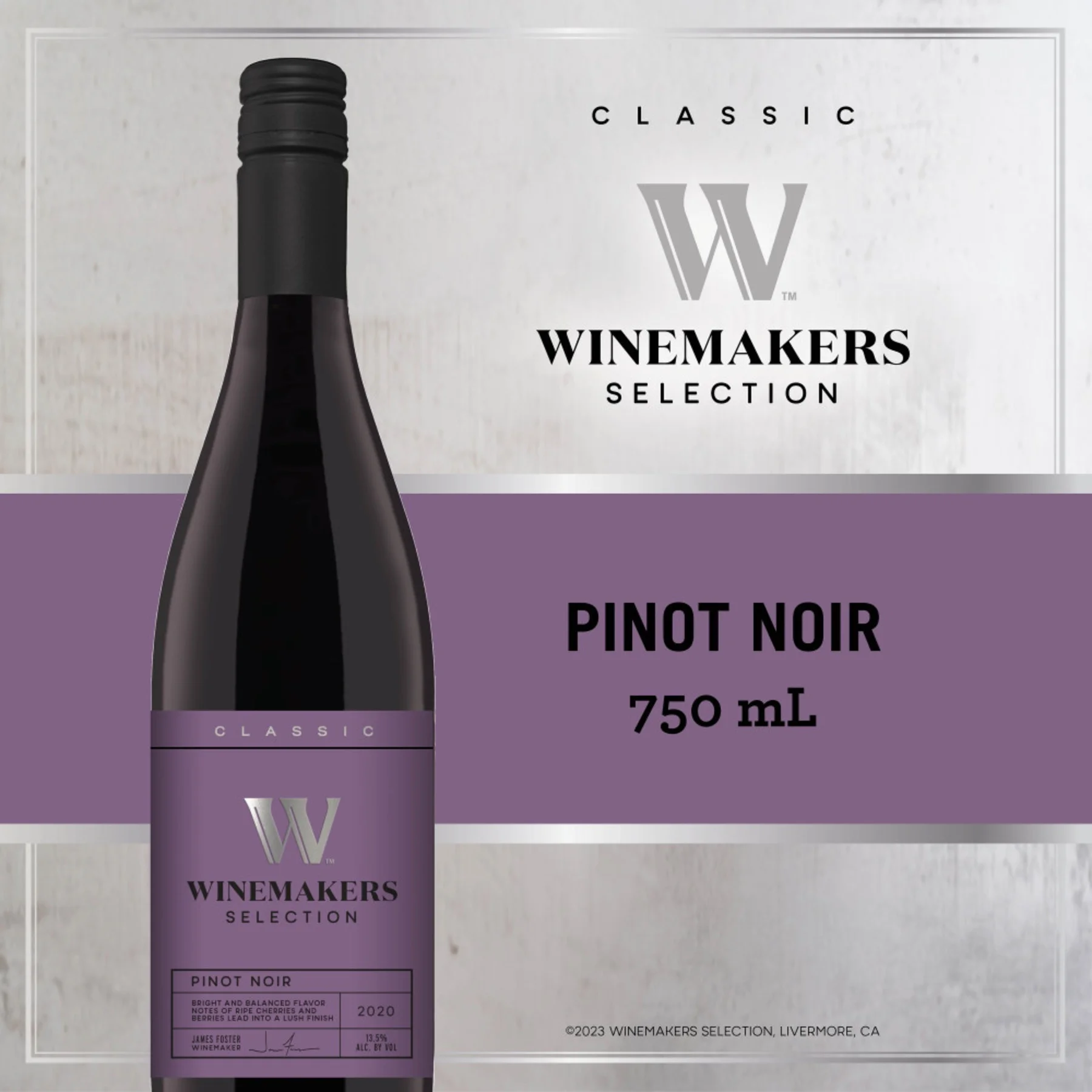 Winemakers Selection Classic Series Pinot Noir California Red Wine, 750 ml Bottle, 12% ABV - Image 2